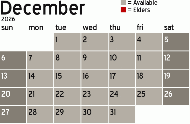 Missionary Dinner Calendar